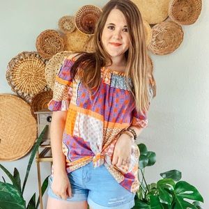 Patchwork Top with Spaghetti Straps